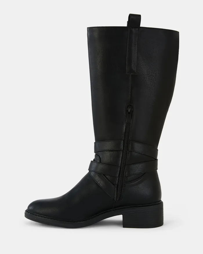 NOVO Shoes JOANY BLACK Zip Up Boots Women Flat Boots