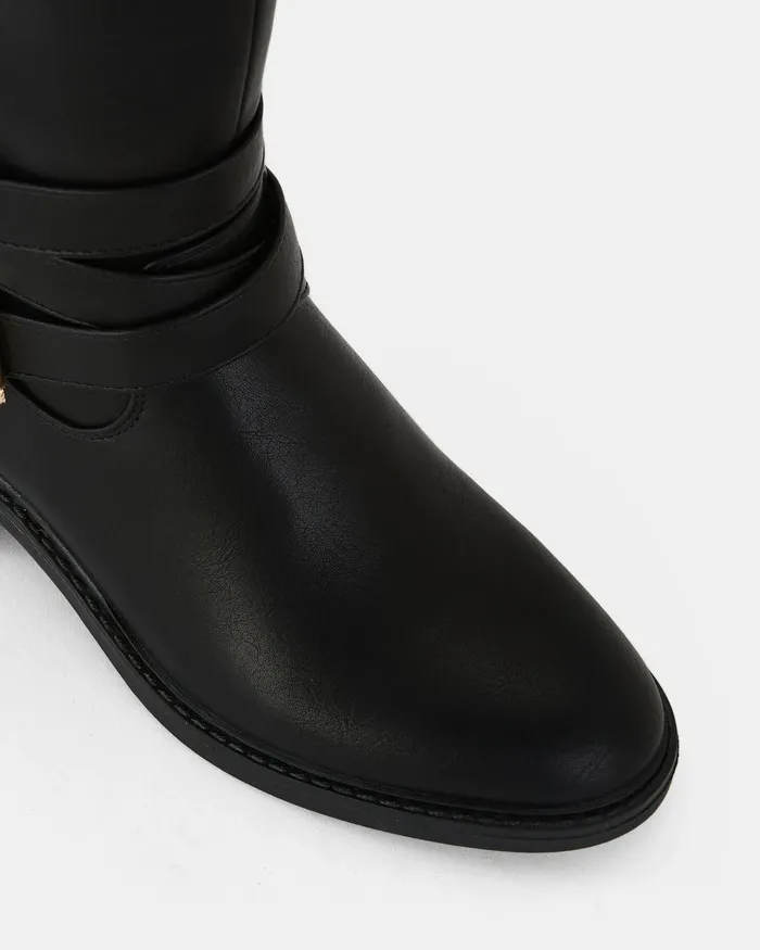 NOVO Shoes JOANY BLACK Zip Up Boots Women Flat Boots