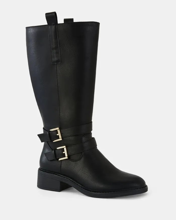 NOVO Shoes JOANY BLACK Zip Up Boots Women Flat Boots