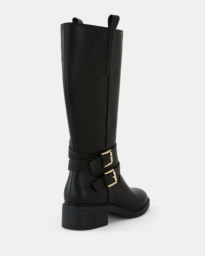 NOVO Shoes JOANY BLACK Zip Up Boots Women Flat Boots