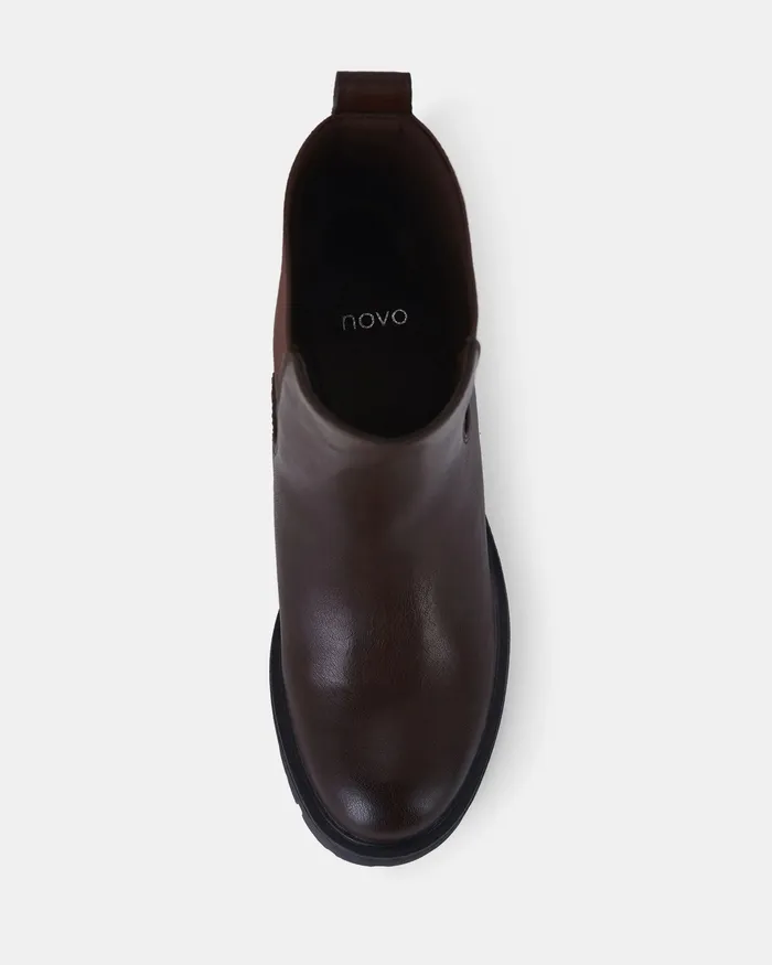 NOVO Shoes KATEY TAN Slip On Boots Women Ankle Boots