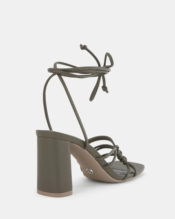 NOVO Shoes MILANO KHAKI Open Toe Heels Women Block Heels