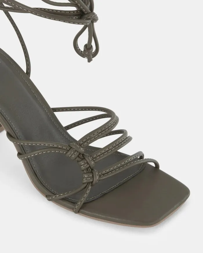 NOVO Shoes MILANO KHAKI Open Toe Heels Women Block Heels