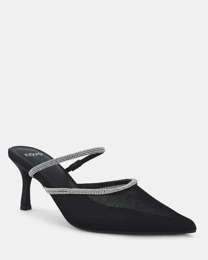 NOVO Shoes Party Women ZIGBY BLACK Closed Toe Heels