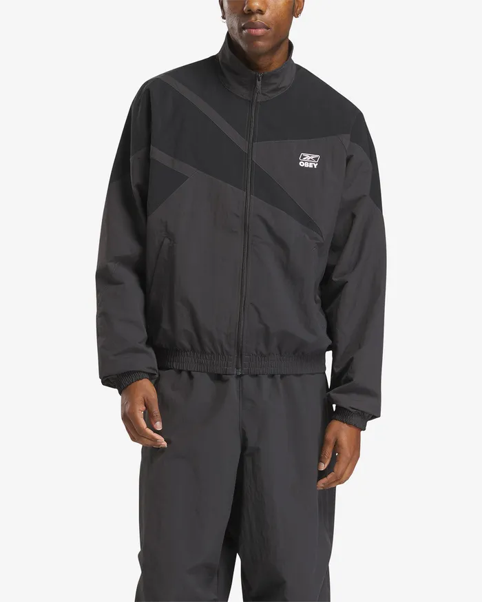OBEY Clothing REEBOK x OBEY TRACK JACKET Washed Black Men JACKETS