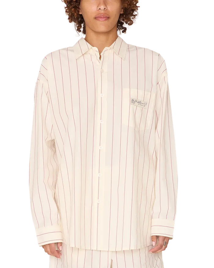 OBEY Clothing TOPS Women PRIMAVERA STRIPE SHIRT Tofu Multi