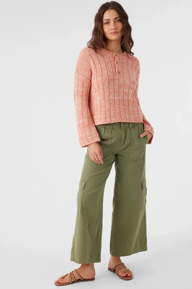OCEANFRONT HENLEY LONG SLEEVE SWEATER Canyon Clay Women O039NEILL Clothing