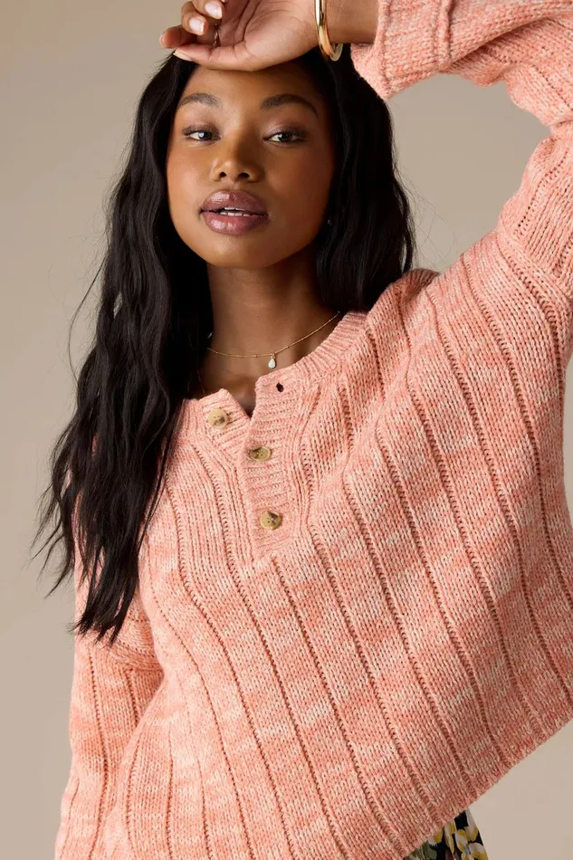 OCEANFRONT HENLEY LONG SLEEVE SWEATER Canyon Clay Women O039NEILL Clothing