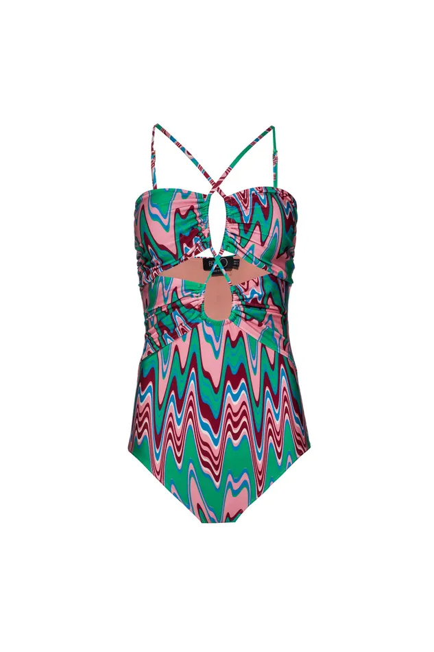 One Pieces Women PatBO Wave LaceUp Swimsuit FINAL SALE