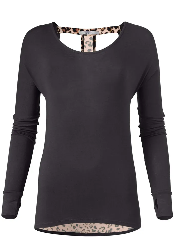 OPEN BACK ACTIVE TOP Black Multi Women VENUS Long Sleeve Tops