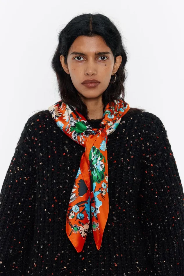 Orange Painted Flowers Scarf Orange Women Bimba Y Lola Scarves Orange Painted Flowers Scarf Orange Women Bimba Y Lola Scarves