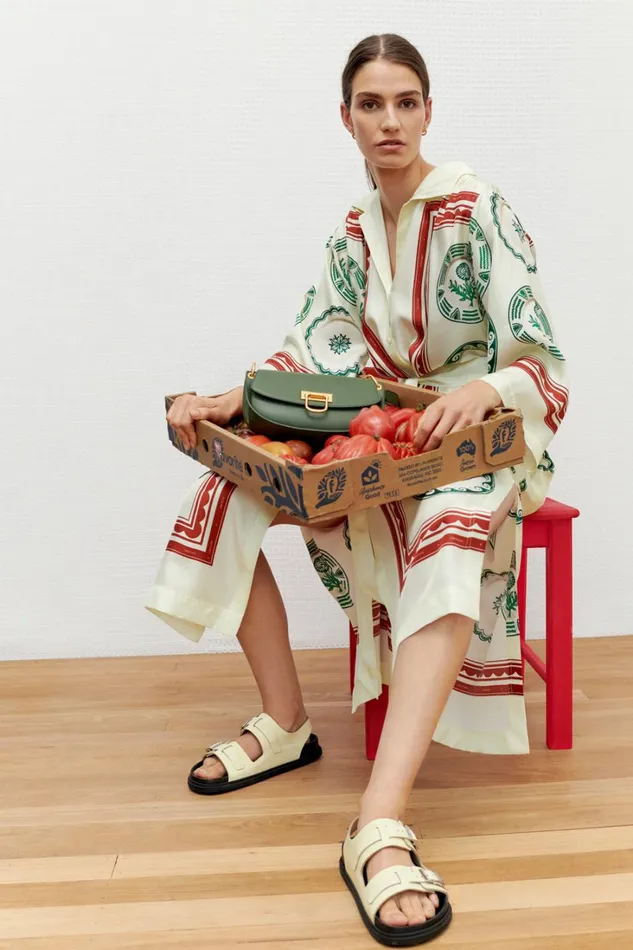 Oroton Alfresco Print Column Dress Pale Lemon Women Dresses Oroton Alfresco Print Column Dress Pale Lemon Women Dresses