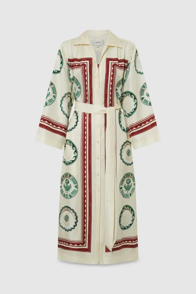 Oroton Alfresco Print Column Dress Pale Lemon Women Dresses Oroton Alfresco Print Column Dress Pale Lemon Women Dresses