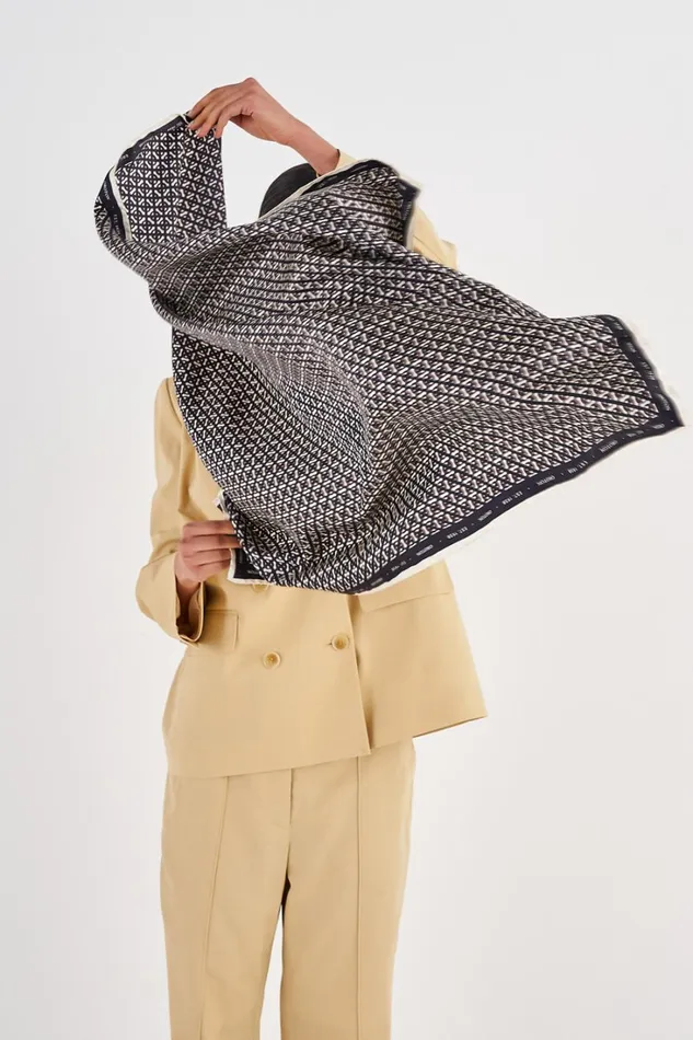 Oroton All Over Logo Silk Scarf Black Women Scarves Oroton All Over Logo Silk Scarf Black Women Scarves