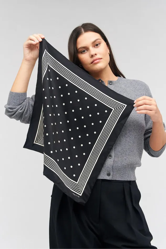 Oroton Bandana Silk Scarf Black Women Scarves Oroton Bandana Silk Scarf Black Women Scarves