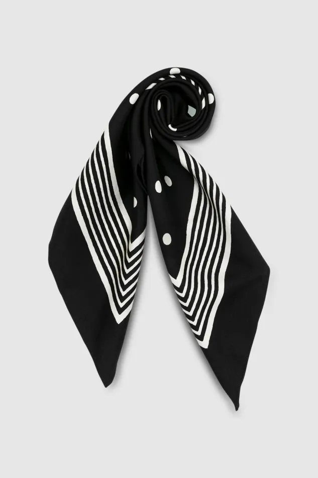Oroton Bandana Silk Scarf Black Women Scarves Oroton Bandana Silk Scarf Black Women Scarves