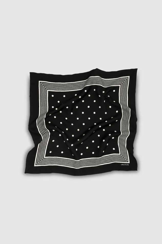 Oroton Bandana Silk Scarf Black Women Scarves Oroton Bandana Silk Scarf Black Women Scarves