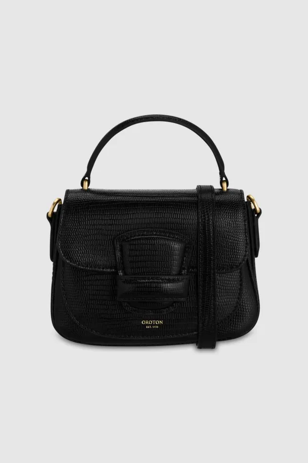 Oroton Carter Texture Mini Day Bag Black Women Mini Bags