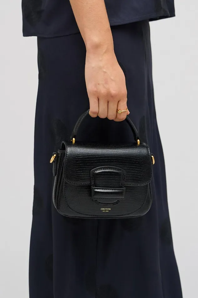 Oroton Carter Texture Mini Day Bag Black Women Mini Bags Oroton Carter Texture Mini Day Bag Black Women Mini Bags