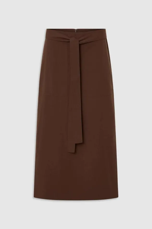 Oroton Clover Poplin Skirt Chocolate Women Skirts