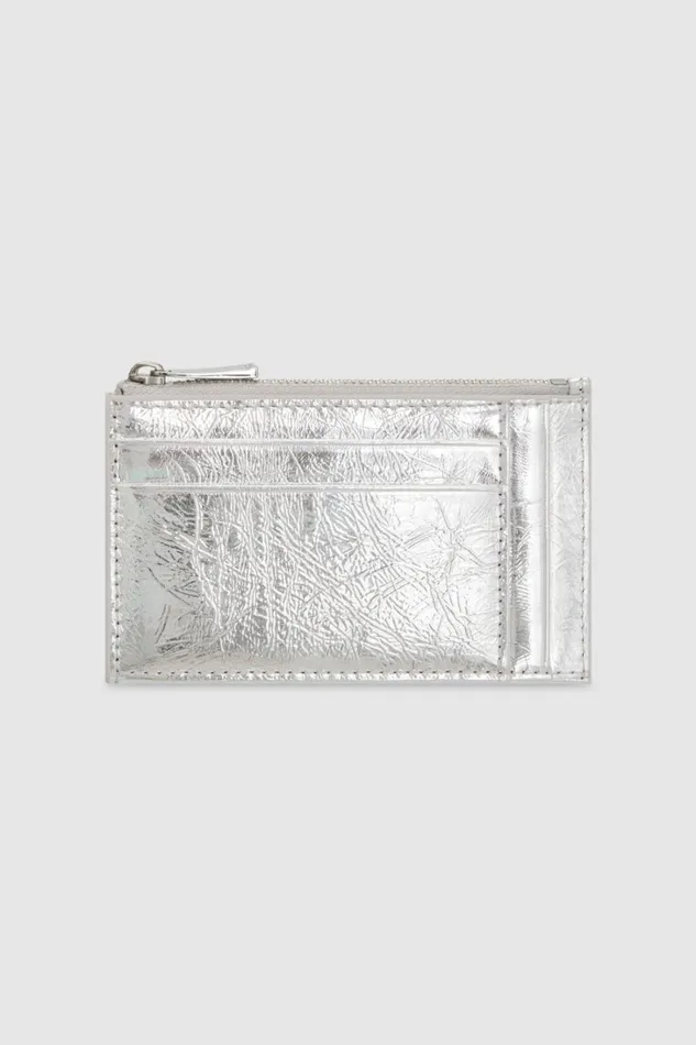 Oroton Gretel Metallic 4 Credit Card Mini Zip Pouch Silver Women Wallets Oroton Gretel Metallic 4 Credit Card Mini Zip Pouch Silver Women Wallets