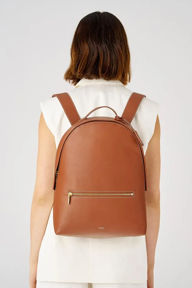 Oroton Margot Zip Backpack Whiskey Women Work Oroton Margot Zip Backpack Whiskey Women Work