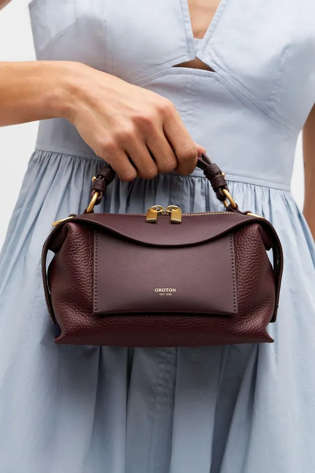 Oroton Mica Mini Bowler Currant Women Mini Bags Oroton Mica Mini Bowler Currant Women Mini Bags