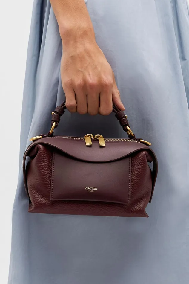 Oroton Mica Mini Bowler Currant Women Mini Bags Oroton Mica Mini Bowler Currant Women Mini Bags