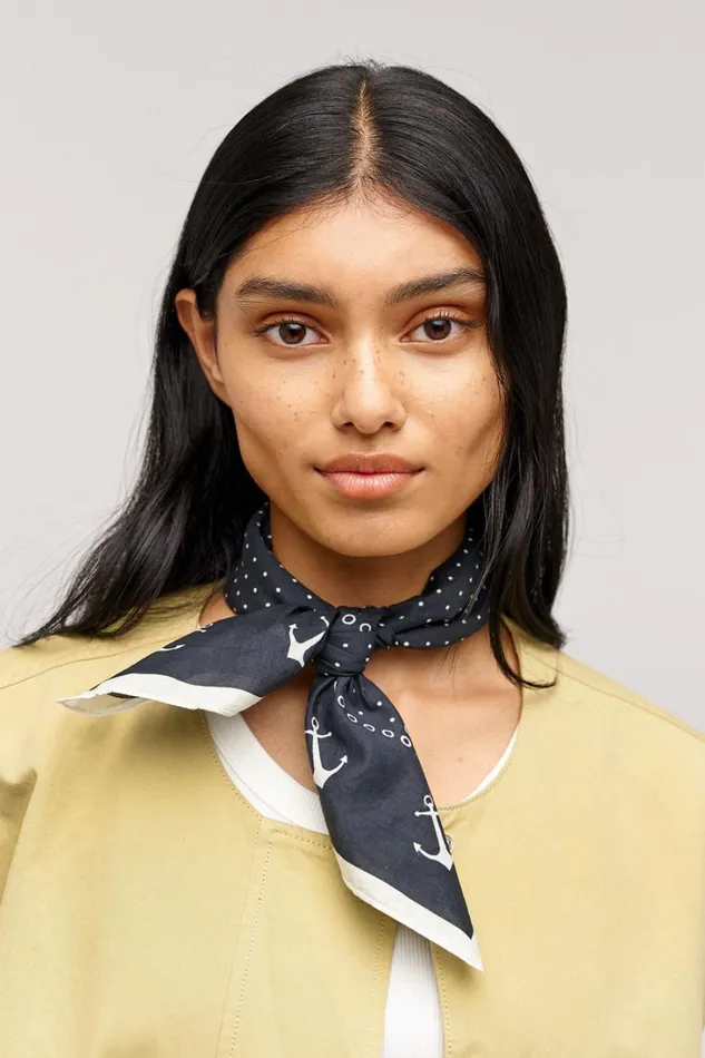 Oroton Mini Dot Cotton Bandana Black Women Scarves Oroton Mini Dot Cotton Bandana Black Women Scarves