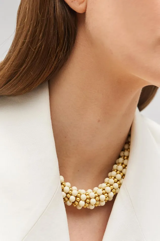 Oroton Pietra Necklace 18k Worn Goldclotted Cream Women Jewellery Oroton Pietra Necklace 18k Worn Goldclotted Cream Women Jewellery