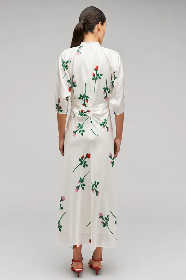 Oroton Rosebud Tie Neck Dress Antique White Women Dresses Oroton Rosebud Tie Neck Dress Antique White Women Dresses