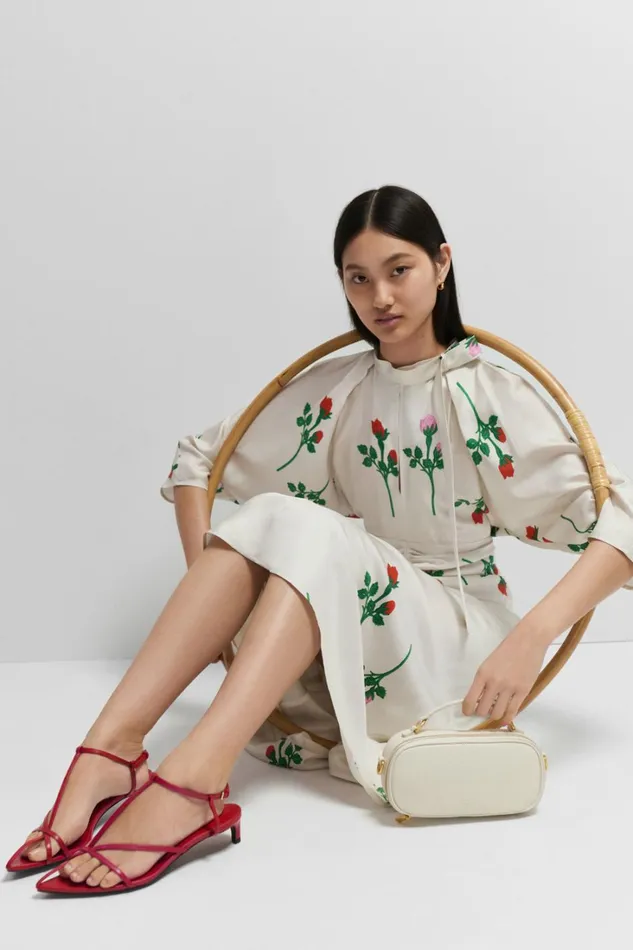 Oroton Rosebud Tie Neck Dress Antique White Women Dresses Oroton Rosebud Tie Neck Dress Antique White Women Dresses