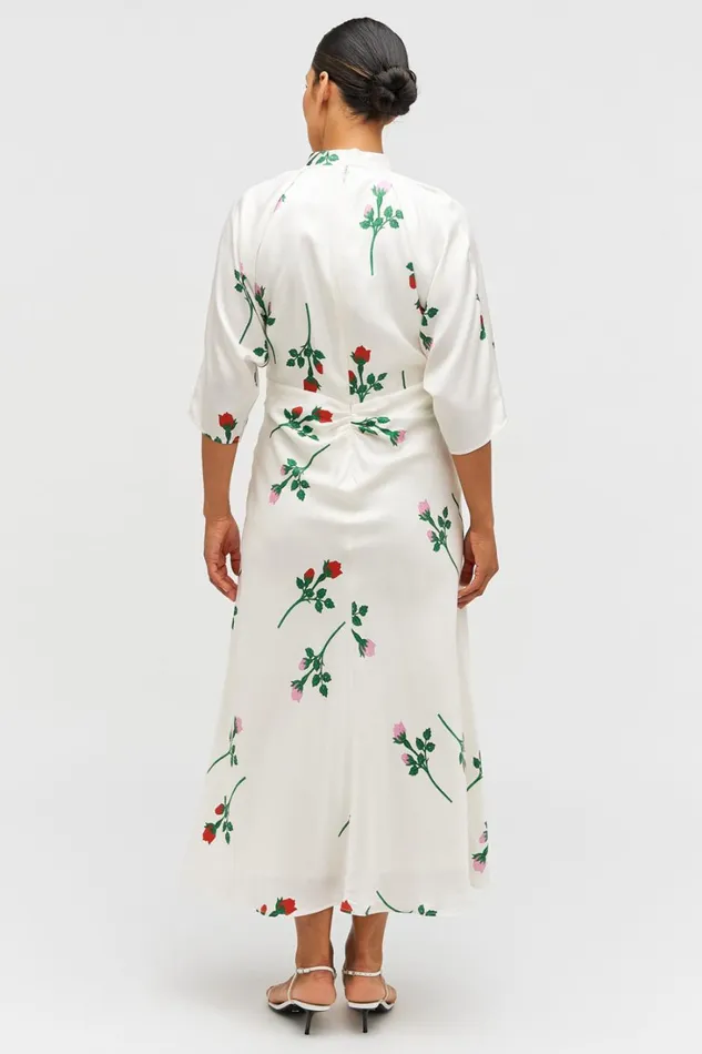 Oroton Rosebud Tie Neck Dress Antique White Women Dresses Oroton Rosebud Tie Neck Dress Antique White Women Dresses