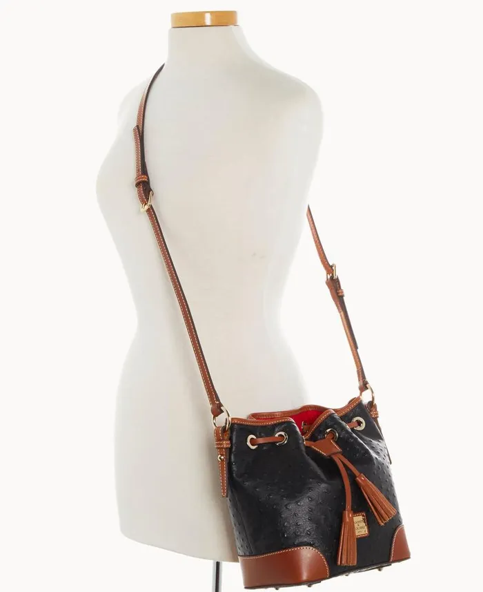 Ostrich Crossbody Drawstring Black Woman Dooney and Bourke Crossbodies Ostrich Crossbody Drawstring Black Woman Dooney and Bourke Crossbodies