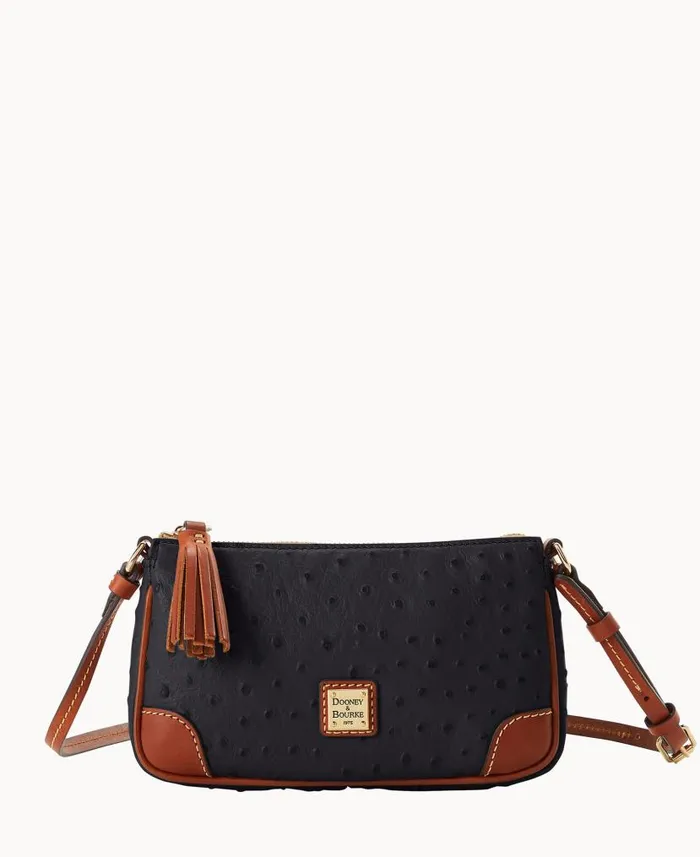 Ostrich Slim Crossbody Black Woman Dooney and Bourke Crossbodies
