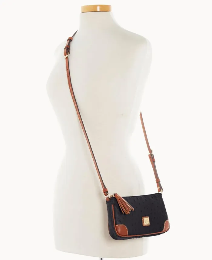 Ostrich Slim Crossbody Black Woman Dooney and Bourke Crossbodies Ostrich Slim Crossbody Black Woman Dooney and Bourke Crossbodies