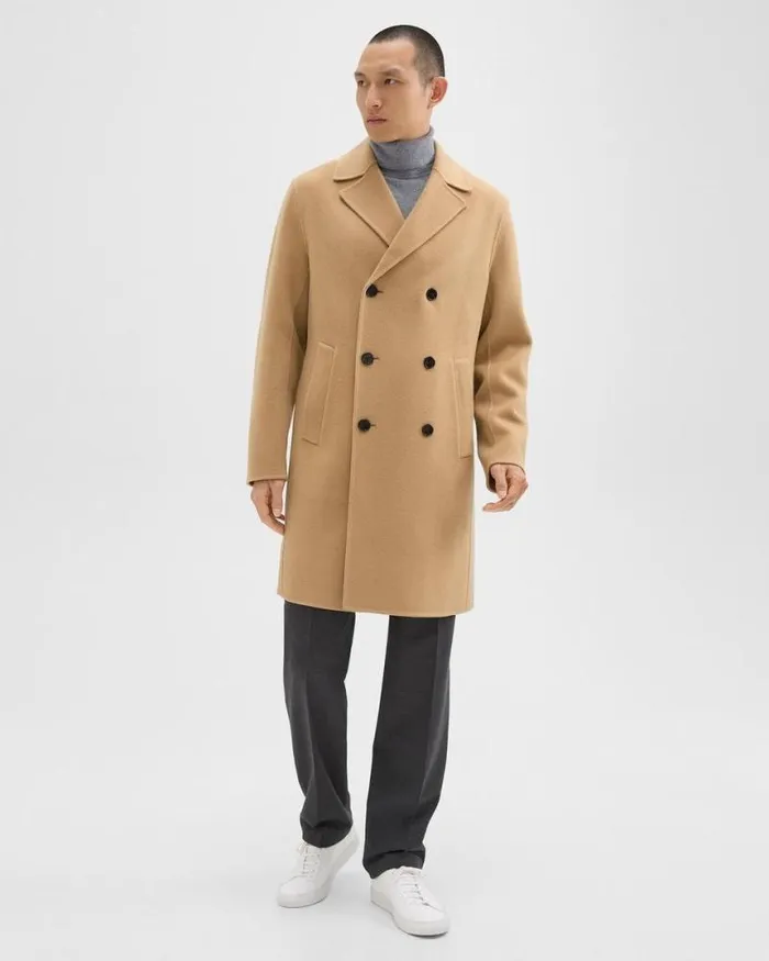 Outerwear Men Theory DoubleBreasted Coat In DoubleFace WoolCashmere New Camel Outerwear Men Theory DoubleBreasted Coat In DoubleFace WoolCashmere New Camel