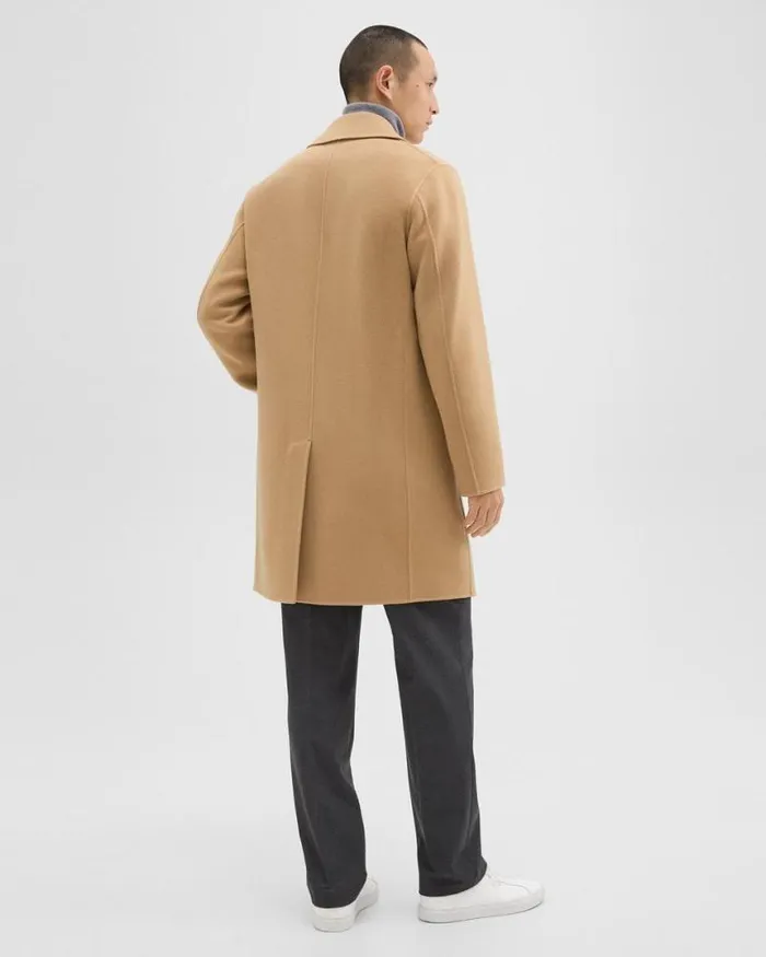 Outerwear Men Theory DoubleBreasted Coat In DoubleFace WoolCashmere New Camel