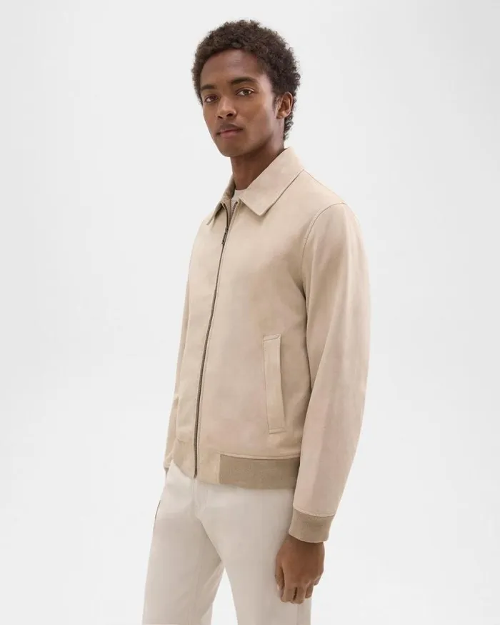 Outerwear Men Theory Wyatt Zip Jacket In Suede Sand Outerwear Men Theory Wyatt Zip Jacket In Suede Sand