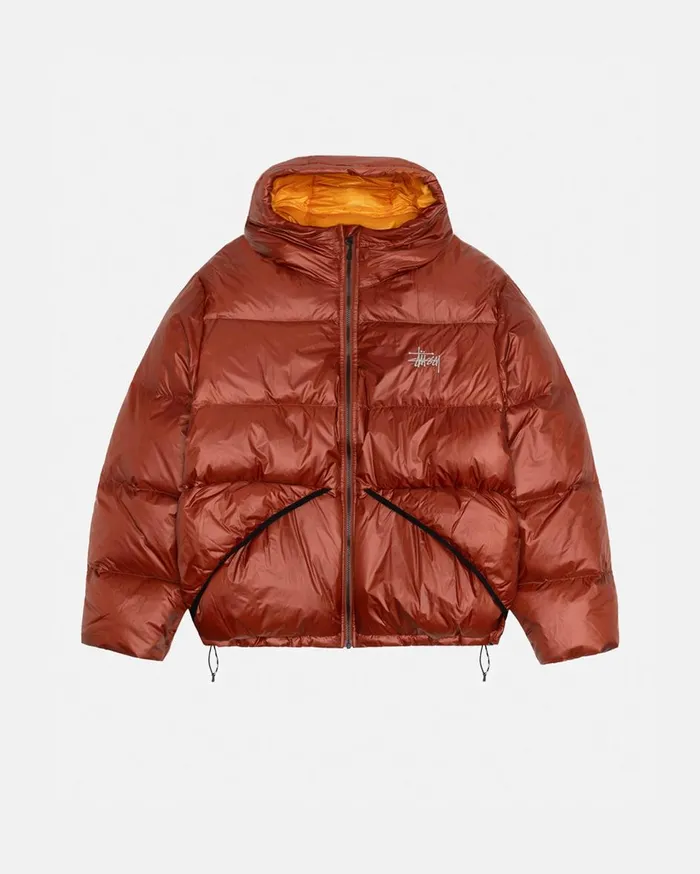 Outerwear MenWomen Stussy DOWN PARKA MICRO RIPSTOP Brick