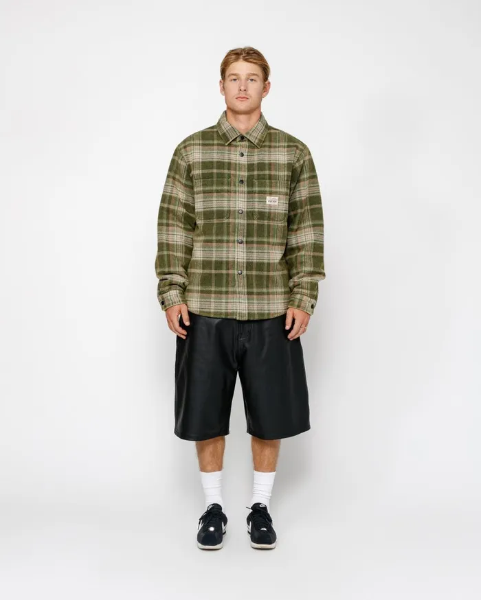 Outerwear MenWomen Stussy HEAVY WASHED PLAID SHIRT Green