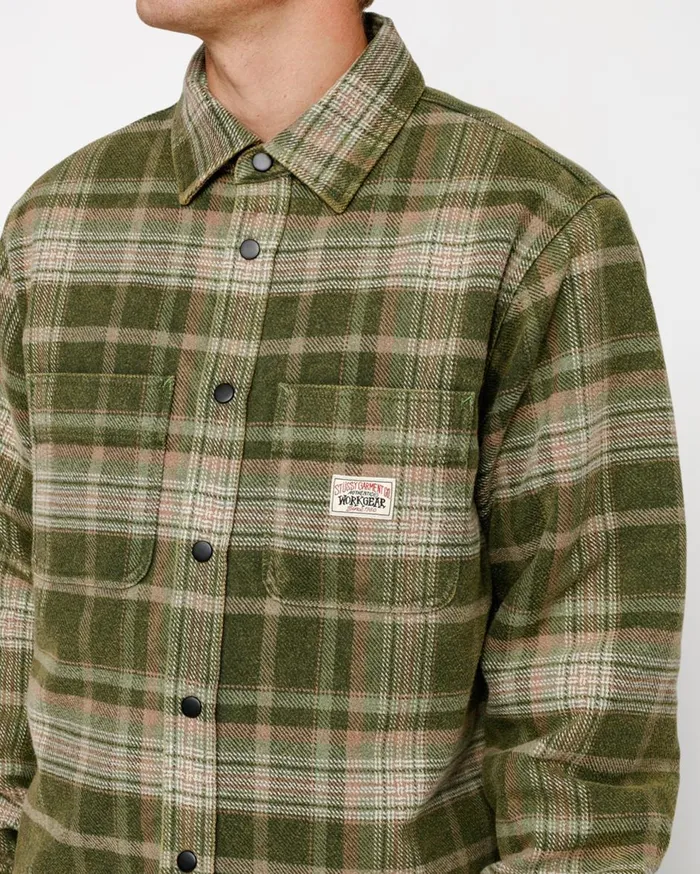 Outerwear MenWomen Stussy HEAVY WASHED PLAID SHIRT Green