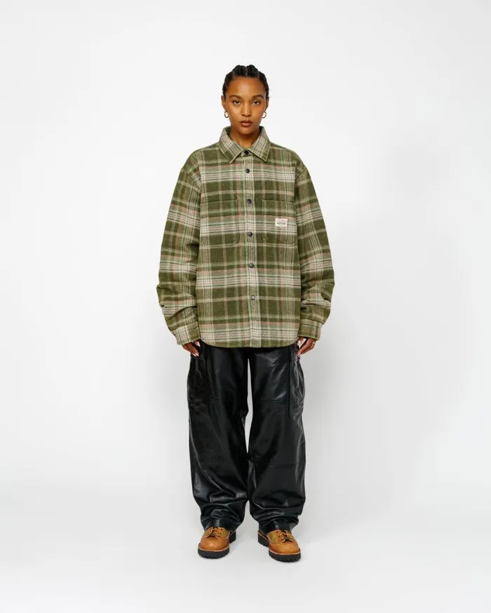Outerwear MenWomen Stussy HEAVY WASHED PLAID SHIRT Green