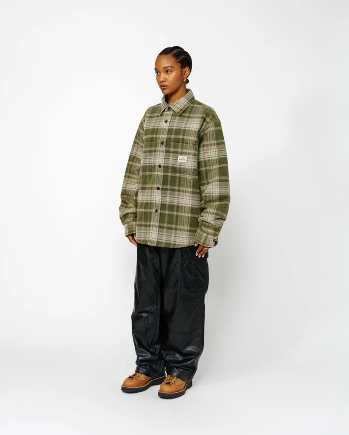 Outerwear MenWomen Stussy HEAVY WASHED PLAID SHIRT Green