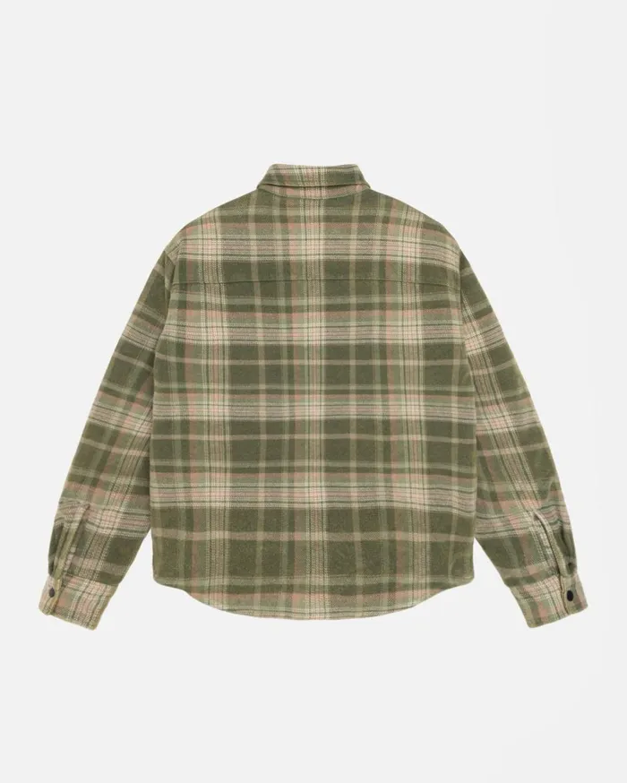 Outerwear MenWomen Stussy HEAVY WASHED PLAID SHIRT Green