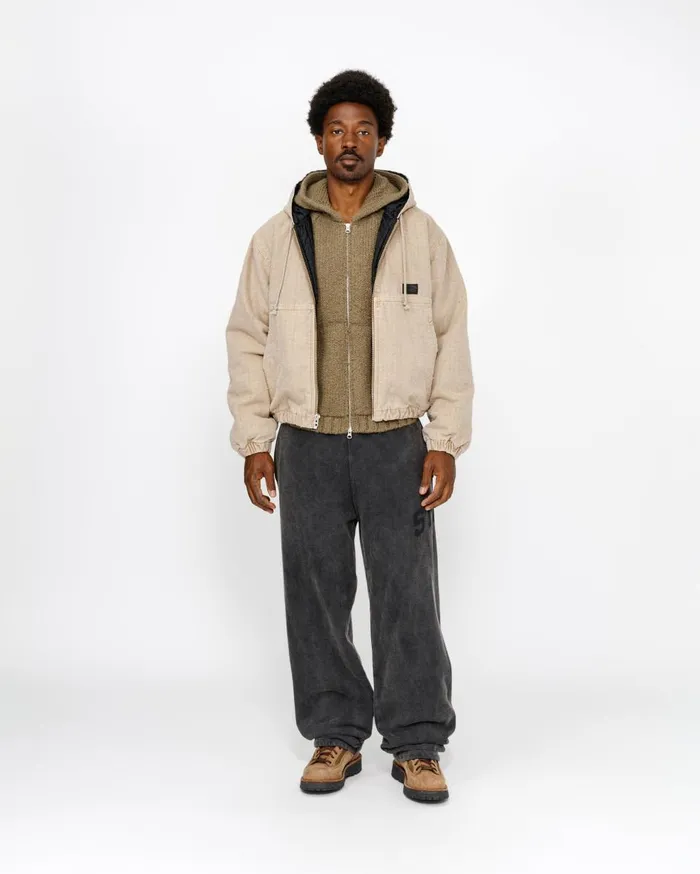 Outerwear MenWomen Stussy WORK JACKET CANVAS NEEDLE PUNCH Khaki