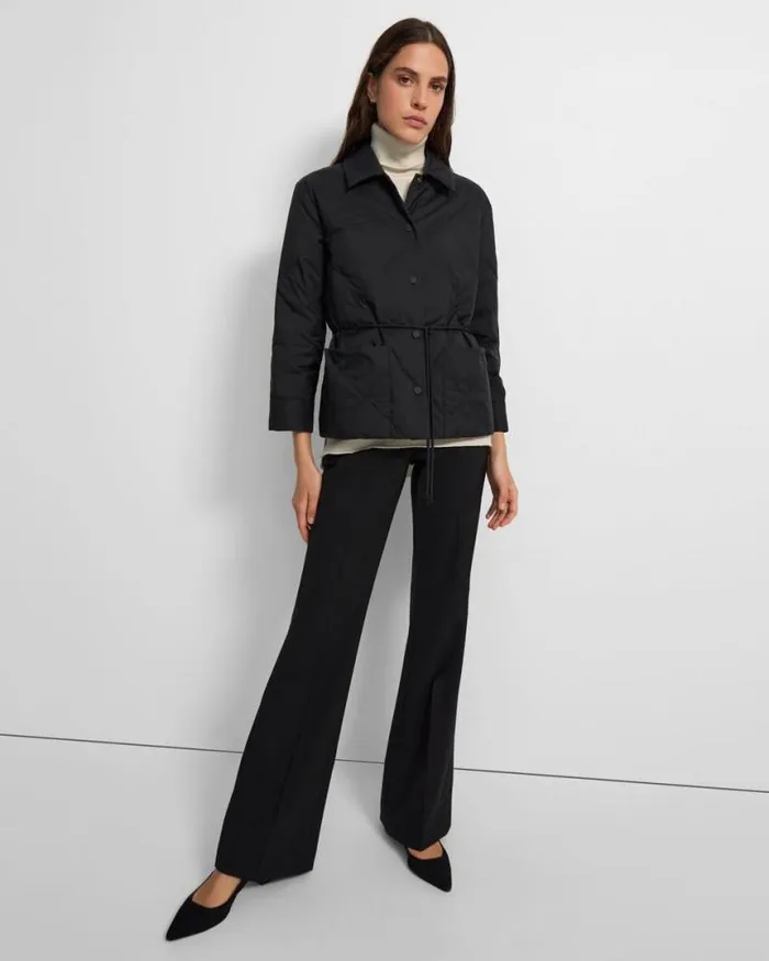 Outerwear Women Theory Quilted Jacket In WaterResistant Nylon Black