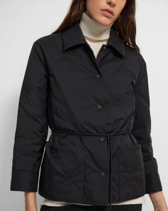 Outerwear Women Theory Quilted Jacket In WaterResistant Nylon Black Outerwear Women Theory Quilted Jacket In WaterResistant Nylon Black