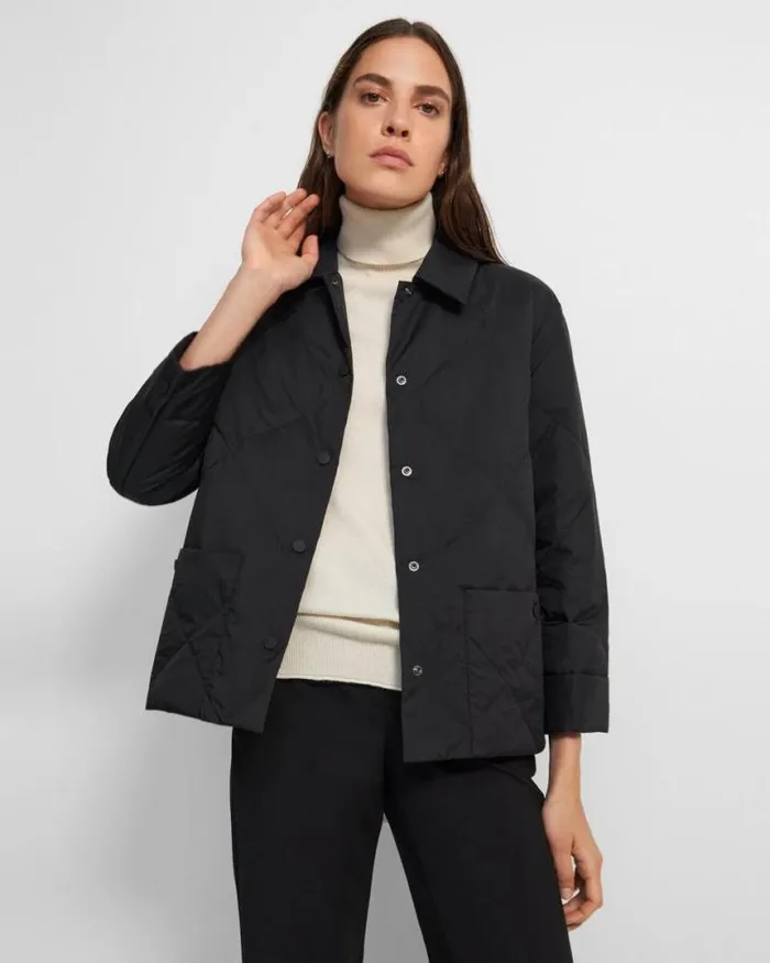 Outerwear Women Theory Quilted Jacket In WaterResistant Nylon Black Outerwear Women Theory Quilted Jacket In WaterResistant Nylon Black