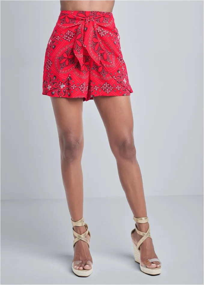 PAISLEY PRINT SHORTS Red Multi Women VENUS Shorts